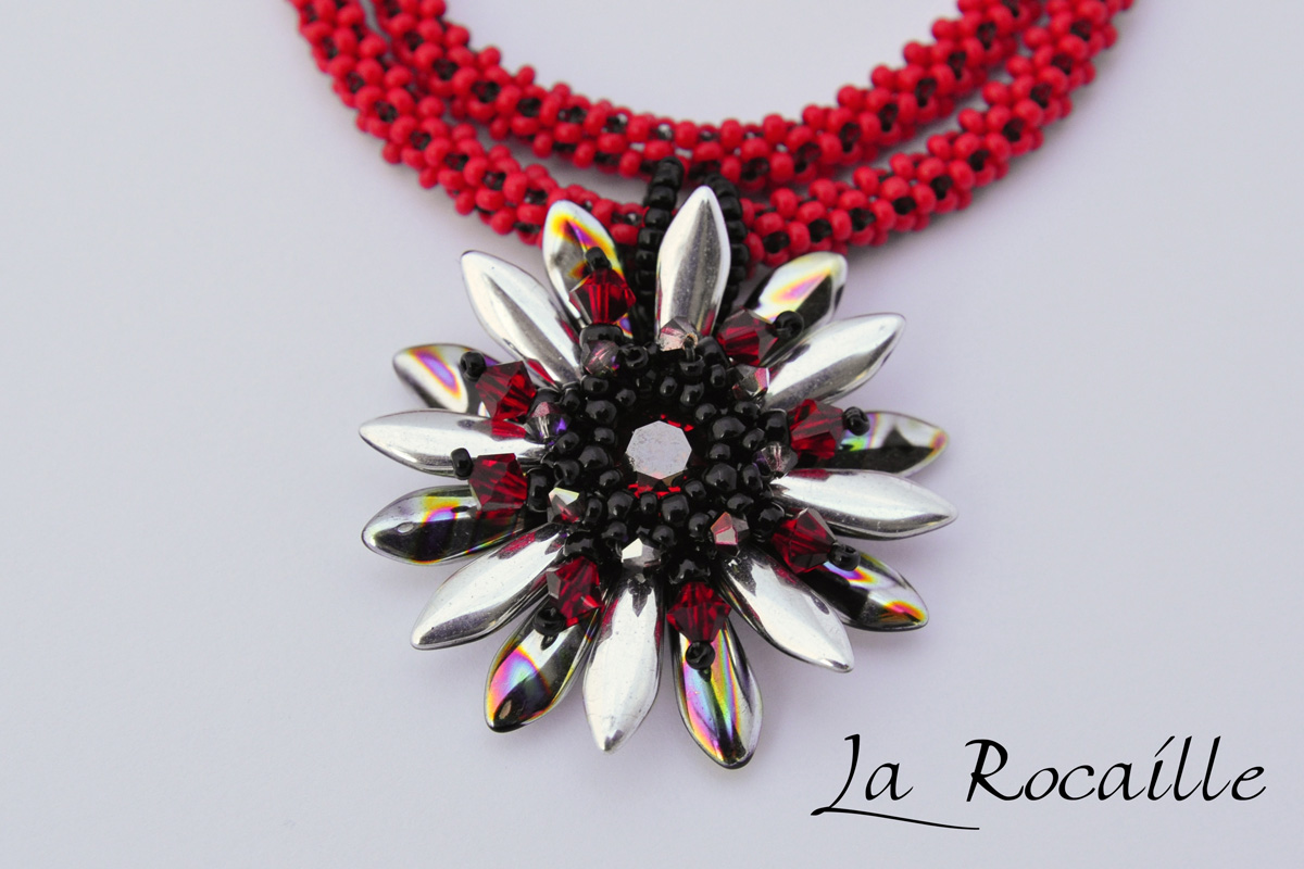 Necklace Margheritte - red silver version